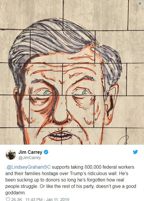 «جیم کری» یک سناتور را سوژه کارتون خود کرد
